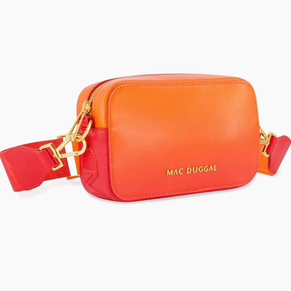 NWT Mac Duggal Leather Orange and Red Ombre Crossbody Bag with Dustbag from Saks - Picture 7 of 7
